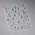 Zelfklevende zilveren lasernagelstickers met holografische vlinders en hartjes M-530 - M-530 Stijl (M-530)