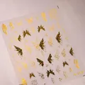 Golden butterfly nail stickers M-266 with intricate 3D metallic foil stamped patterns - Butterfly Style (m266)