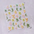 3D floral embossed nail art stickers M-587 with colorful pearl luster flowers and leaves - Floral Style (M-587)