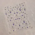 3D embossed purple butterfly and silver celestial nail stickers with M-556 model detail - Purple Butterfly Star Moon Style (M-556)