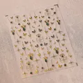 Green butterfly and gold star moon nail art stickers on self-adhesive sheet M-557 - M-557