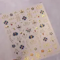 Selbstklebende Goldfolien-Nagelsticker mit blauen Blumenmustern und Design der M-600 Serie - M600 Farbiges Gold (M600)