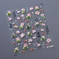 Chinese style nail art stickers with lotus, goldfish and calligraphy designs, model M-559 - Lotus Koi Charm (M-559)