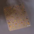 Barokke gouden en koningsblauwe reliëf nagelstickers met bloemmotieven model M-607 - M-607 Meerkleurig Goud