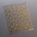 5D embossed nail sticker M-579 featuring golden outline rose floral designs with blue tint - Gold Relief Rose (M-579)