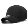 Breathable black short brim baseball cap with laser-cut ventilation holes and spandex fabric - 57-58cm (M-L) / Black