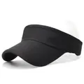 Lightweight black open-top sports sun visor with breathable mesh panels for running - One Size Adjustable / Black