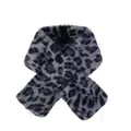 Scaldacollo in finta pelliccia leopardata grigio scuro e blu navy per l'inverno - Blu
