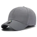 Dark grey short brim baseball cap with laser-cut ventilation holes and spandex fabric - 57-58cm (M-L) / Dark Gray