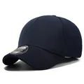 Dark blue short brim baseball cap with breathable laser-cut perforations and spandex fit - 57-58cm (M-L) / Navy Blue