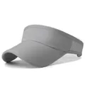 Gray open top running hat with breathable mesh side panels and curved sun visor - One Size Adjustable / Light Gray