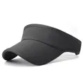 Dark grey open-top sun visor hat with ripstop texture and breathable mesh side panels - One Size Adjustable / Dark Gray