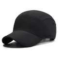 Waterproof 5-panel black quick-dry sport baseball cap with breathable side vents - One Size Adjustable / Black