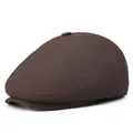 Classic dark brown flat cap with textured knit pattern for men in a vintage style - M (58-60CM) / Brown