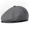 Klassieke donkergrijze platte pet voor heren van hoogwaardige katoenmix met textuur - M (58-60CM) / donkergrijs