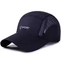 Dark blue breathable mesh baseball cap with silver Sport print for outdoor running - Adjustable / Navy Blue