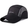 Black breathable mesh sports baseball cap with gray Sport logo and quick-dry fabric - Adjustable / Dark Gray