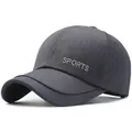 Casquette de baseball gris foncé avec broderie SPORTS grise pour protection solaire - Réglable / Gris foncé