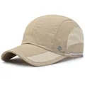 Casquette de sport kaki séchage rapide avec panneaux en maille et visière incurvée - Réglable / Kaki