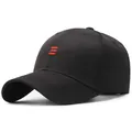 Berretto da baseball nero con ricamo a tripla striscia rossa e visiera curva - Cappello Nero Riga Rossa