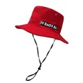 Roter Fischerhut aus Canvas mit LOVE LOVE Band und verstellbarem Kordelzugband - Verstellbar / Rot