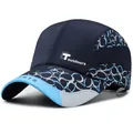 Outdoor marineblauwe baseballpet met hemelblauwe kleurvlakken en sportlogo - Verstelbaar / Marineblauw