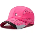 Casquette de baseball rose fuchsia à séchage rapide avec motifs géométriques gris - Réglable / Rouge Rose