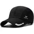 Casquette de sport noire à séchage rapide avec filet mesh et bordure réfléchissante - Taille Unique Réglable / Noir (Avec Bande Réfléchissante)