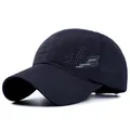 Berretto da baseball in mesh blu scuro traspirante con scritte per lo sport - Regolabile / Blu scuro