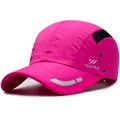 Casquette de sport rose fuchsia à séchage rapide avec mesh et bord réfléchissant - Taille Unique Réglable / Rouge Rose (Avec Bande Réfléchissante)