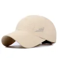 Beige breathable baseball cap with laser-perforated holes and side text print - Adjustable / Beige