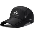 Men's quick-dry baseball cap in black with UPF 50+ sun protection and mesh panels - Black