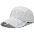 White quick-dry outdoor sports cap with breathable mesh and foldable brim UPF 50+ - White