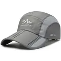 Grey quick-dry baseball cap with UPF 50+ protection and breathable mesh panels - Light Gray