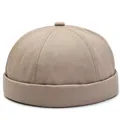 Minimalistische khakifarbene Miki-Mütze mit runder Form und Rollrand für Damen und Herren - Verstellbar / Khaki