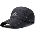Quick-dry black outdoor sports baseball cap with UPF 50+ sun protection and mesh panels - Dark Gray