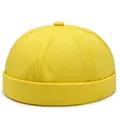 Vibrant yellow brimless docker hat in thick cotton twill fabric with rolled edge - Adjustable / Lemon Yellow