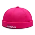 Berretto docker retrò in tela rosa acceso con ricamo Jumaomao artistico - Regolabile / Rosso rosa