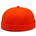 Bright orange miki hat with six-panel design and rolled edge in cotton twill fabric - Adjustable / Orange