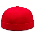 Classic bright red cotton miki hat with a minimalist brimless docker cap design - Adjustable / Red