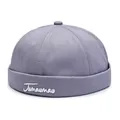 Berretto Docker grigio scuro in cotone con ricamo Junamao bianco stile streetwear - Regolabile / Grigio chiaro