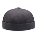 Classic charcoal grey docker cap in premium cotton twill with white embroidery detail - Adjustable / Dark Gray