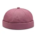 Docker hat in dusty pink cotton with contrasting white stitching and six-panel design - Adjustable / Light Purple