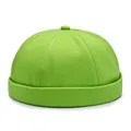 Classic green docker hat in cotton twill fabric with minimalist six-panel stitch design - Adjustable / Fluorescent Green