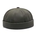 Deep forest green vintage cotton docker hat with a classic rolled cuff and minimalist style - Adjustable / Army Green