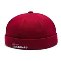 Cappello docker rosso scuro con ricamo Jumaomao bianco in tessuto di cotone twill - Regolabile / Borgogna