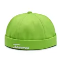 Berretto Miki retrò verde neon senza tesa con ricamo bianco e trama in twill di cotone - Regolabile / Verde fluorescente