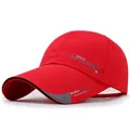 Red sports baseball cap with silver curved patchwork and fashion line embroidery - Adjustable / Red
