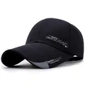 Black sports baseball cap with gray geometric patterns and extended brim for sun protection - Adjustable / Black