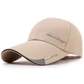Khaki sports baseball cap with long brim and side printed letters in cotton fabric - Adjustable / Khaki